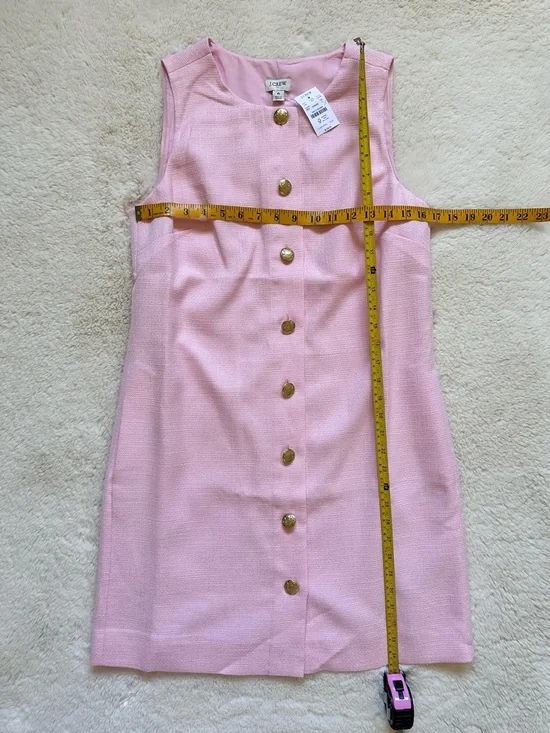 J. Crew Light Pink Sleeveless Shift Dress with Gold Button Size 6 - Picture 7 of 11